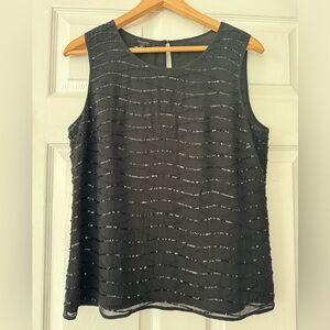 Talbots black sequins & beaded top